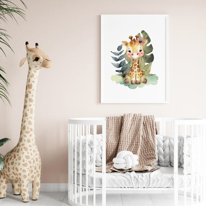 Safari Giraffe Watercolor Nursery Print